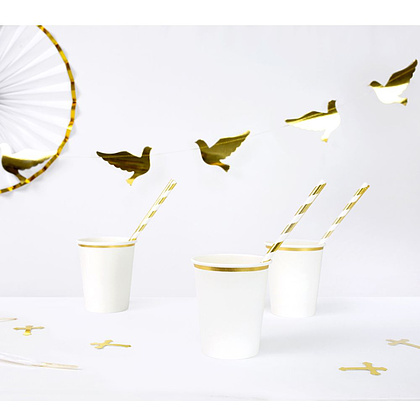 Стакан бумажный "KPP30-008", 6 шт, 260 мл, белый , золотистый - 5