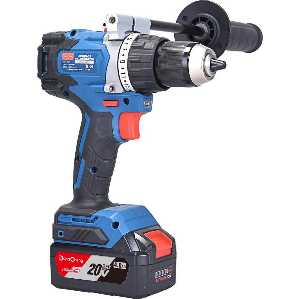 Аккумуляторная дрель-шуруповерт DongCheng DCJZ06-13 (TYPE FK), 20 В, 120 Нм, 2 АКБ, 5 Ач, З/У 4 А - 5