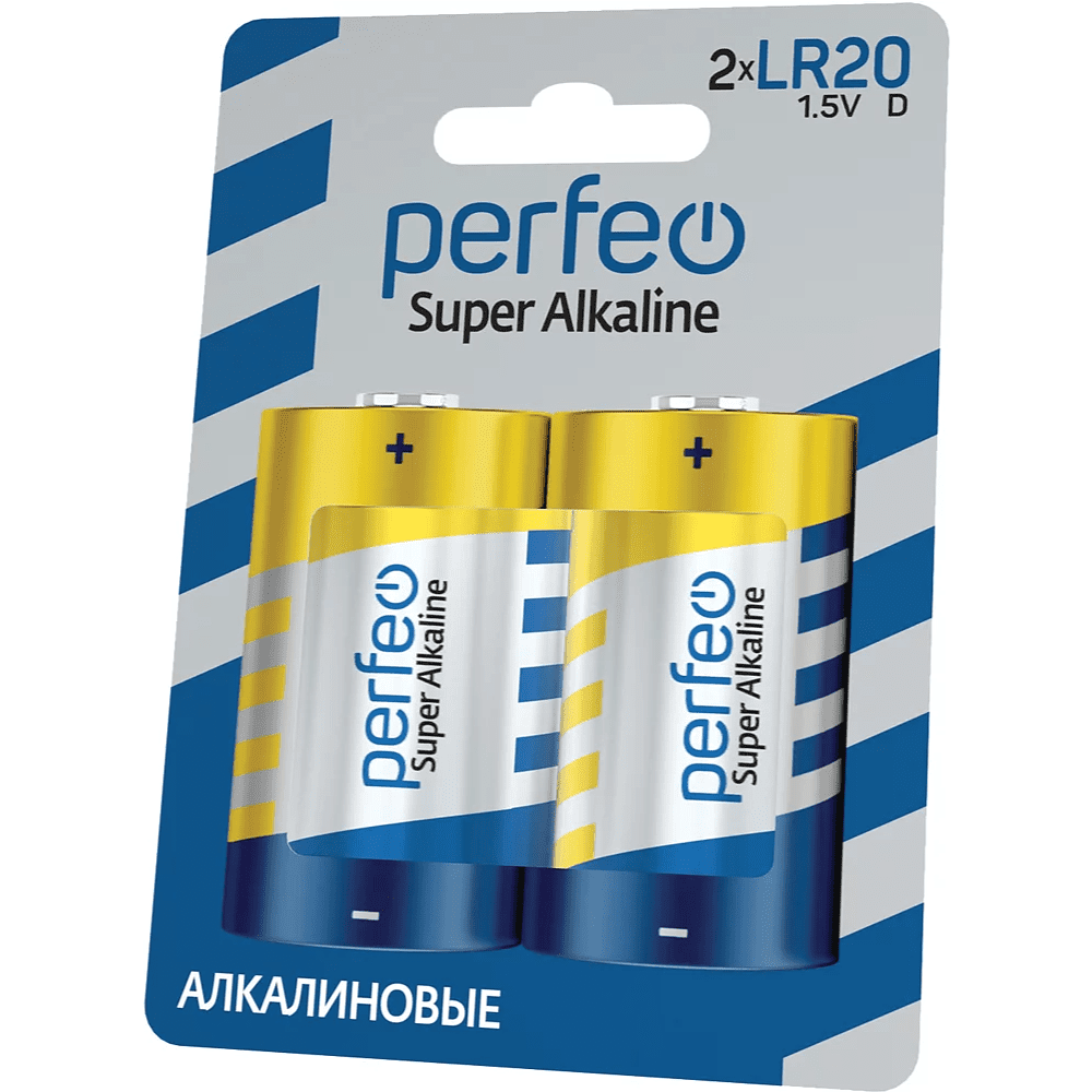 Батарейки алкалиновые Perfeo "1.5 V LR20/D", 2 шт.  - 2