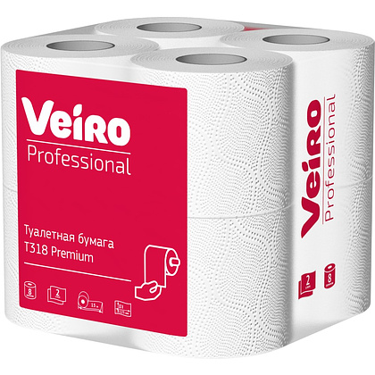 Бумага туалетная Veiro Professional Premium, в стандартных рулонах, 8 рул, 15 м, 2 слоя - 2