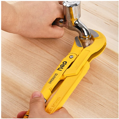 Ключ трубный Deli YS EDL105240 1", тип S, раскрытие губок 40 мм, желтый - 6