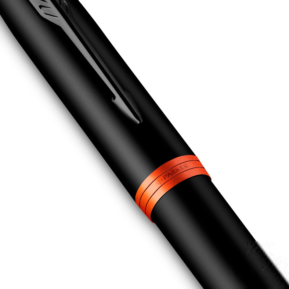 Ручка перьевая Parker "IM Vibrant Rings F315 Flame Orange PVD", F, черный, оранжевый, патрон синий - 5