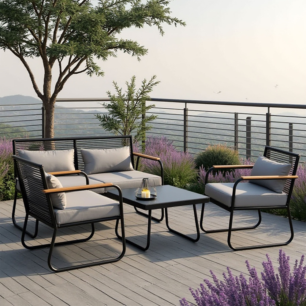 Комплект мебели садовой AksHome GARDENIA (кресло  2 шт, диван 1 шт, стол 1 шт), черный - 10