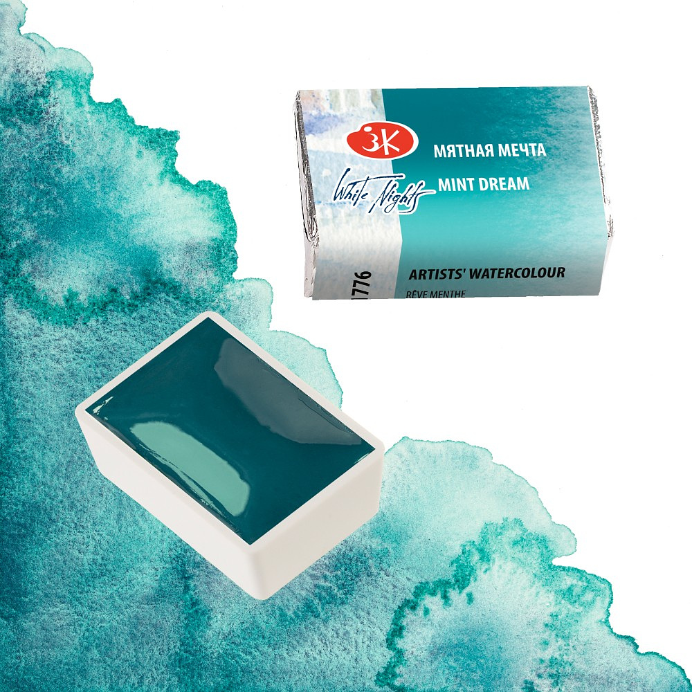 Краски акварельные "Белые ночи", 776 мятная мечта, кювета - 5