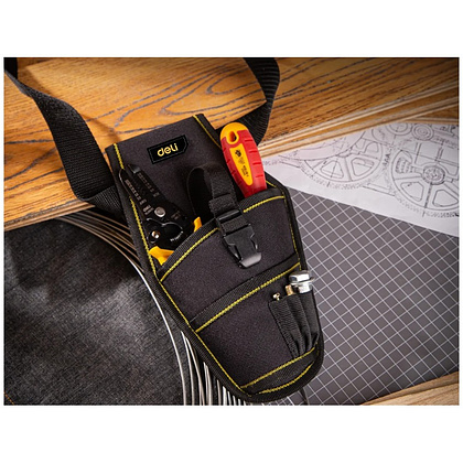 Сумка для инструментов поясная Deli YS EDL430004, 260х150х40 мм, ткань Oxford, черный - 4