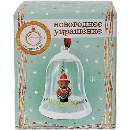 Украшение новогоднее "Мишка", красный, прозрачный - 2
