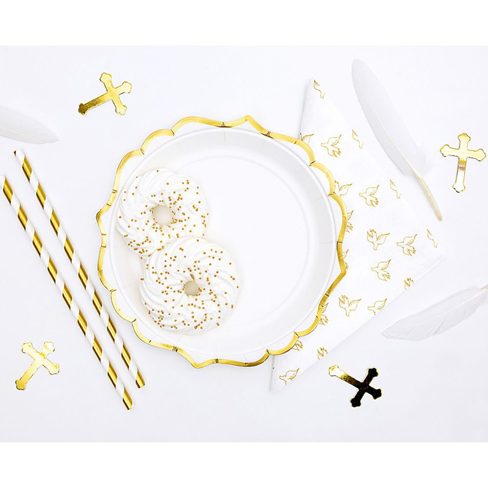 Тарелка бумажная с золотыми краями, 18.5 см, 6 шт - 3