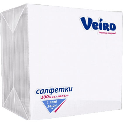 Салфетки бумажные "Veiro", 100 шт, 24x24см, белые 