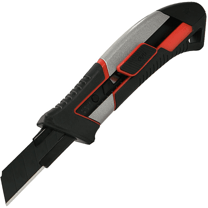 Нож строительный Deli YS DL4254, 18 мм, прорезиненная рукоятка, серебристый, черный