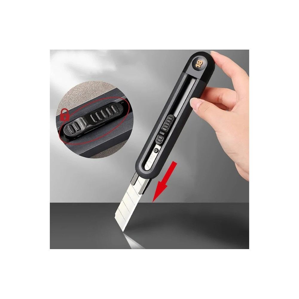 Нож строительный Deli HS EHT4018, 18 мм, Soft Touch, черный - 5