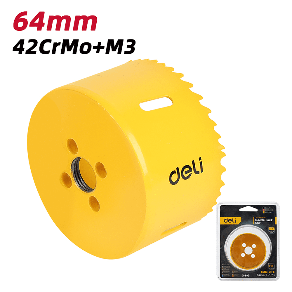 Коронка биметаллическая Deli YS EDH-SKK064-E1, 64 х 38 мм, М14 - 2