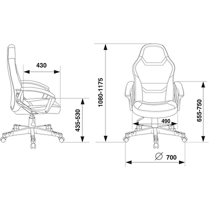 Кресло игровое Бюрократ "Zombie 10", ткань, экокожа, пластик, черный - 8