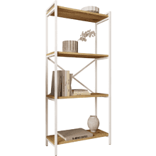 Стеллаж ALLERD RION, белый муар, 675х300х1500, дуб нокс