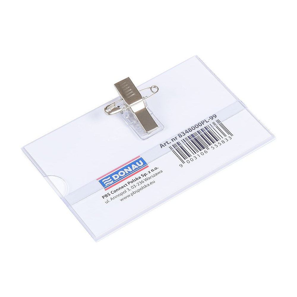 Бейдж с универсальным зажимом "Donau", 57x90 мм, прозрачный - 2