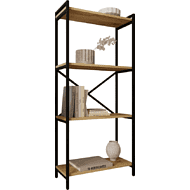 Стеллаж ALLERD RION, черный муар, 675х300х1500, дуб нокс