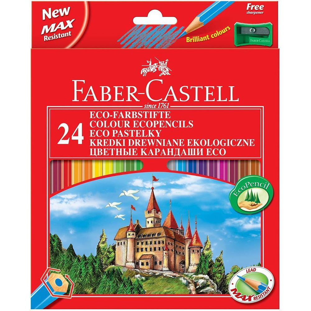 Цветные карандаши "Faber-Castell Eco" + точилка, 24 цвета