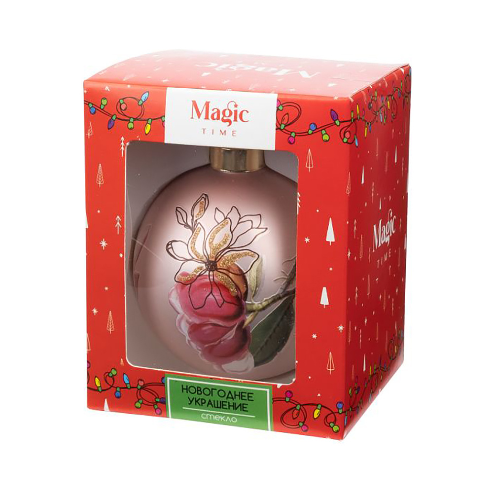 Шар елочный "Ботаника", 8 см, розовый - 2