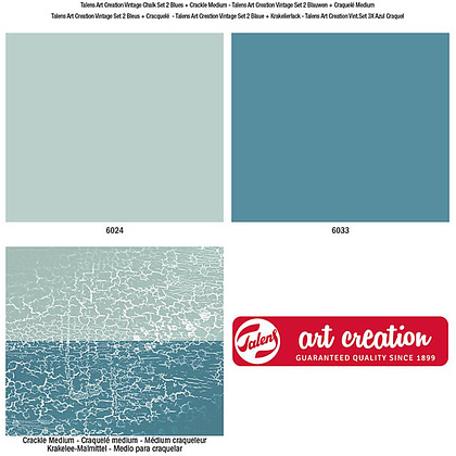 Набор красок декоративных "VINTAGE CHALK PAINT", 100 мл, синие оттенки + кракелюр - 2