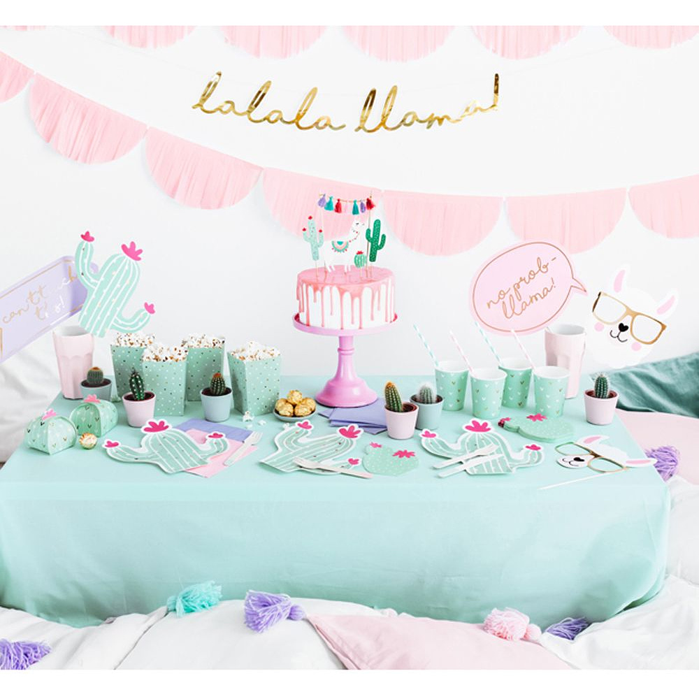 Тарелка бумажная "Кактус", 23х24 см, 6 шт, мятный - 6