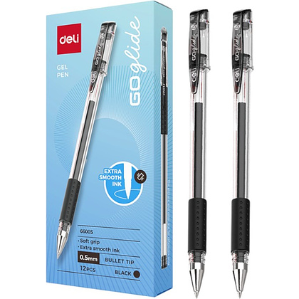 Ручка гелевая "Go Glide", 0.5 мм, прозрачный, стерж. черный - 3