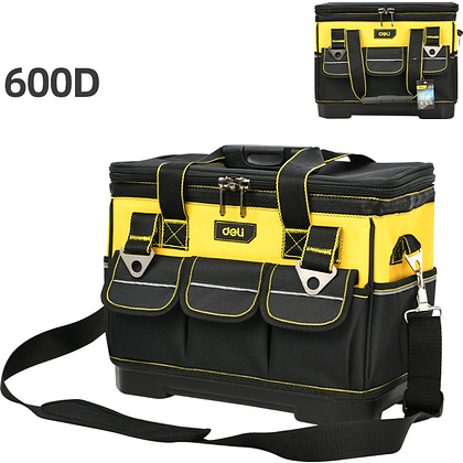 Сумка для инструментов Deli YS EDL586112, 14 карманов, 350х200х290 мм, ткань Oxford, черный, желтый - 2