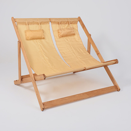 Кресло-шезлонг двойной DYATEL, ткань, бежевый, массив сосны  - 3