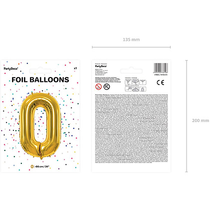Шар фольгированный цифра "0", золотистый - 2