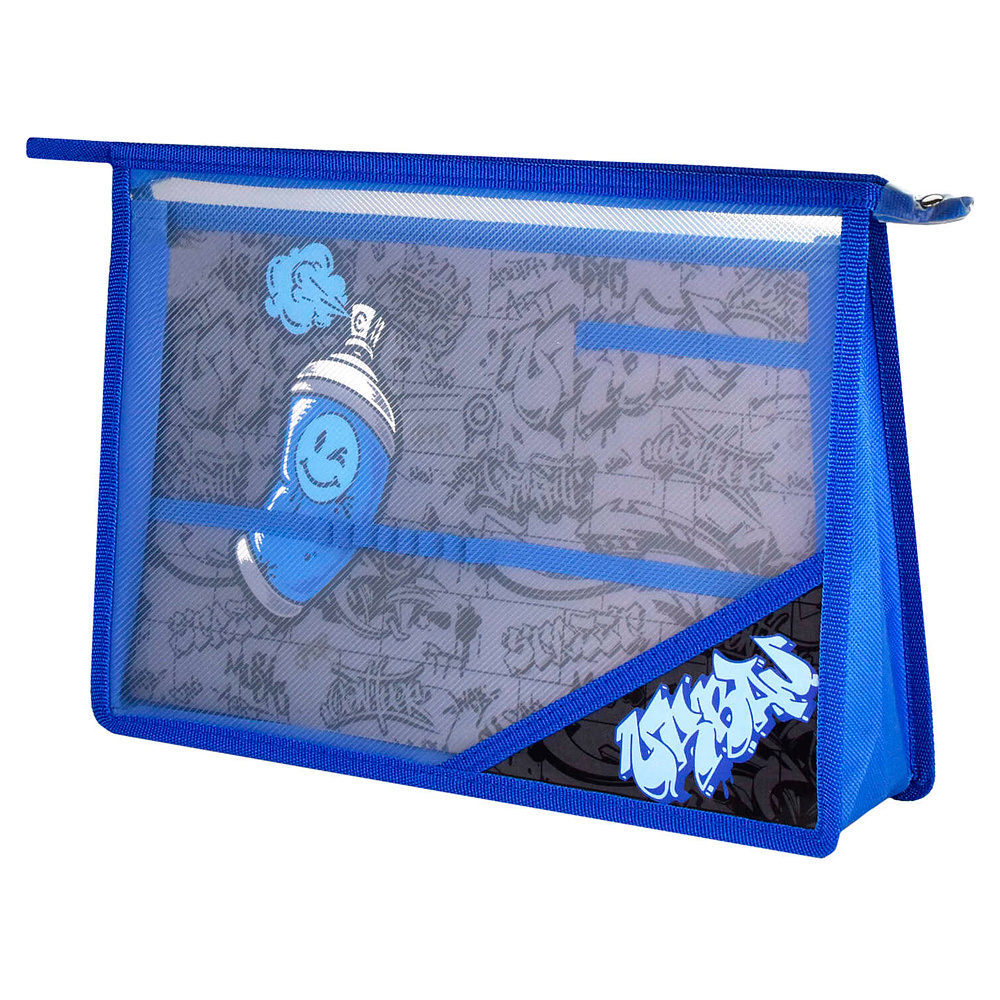 Папка для труда "Стрит-арт", А4, пластик, синий