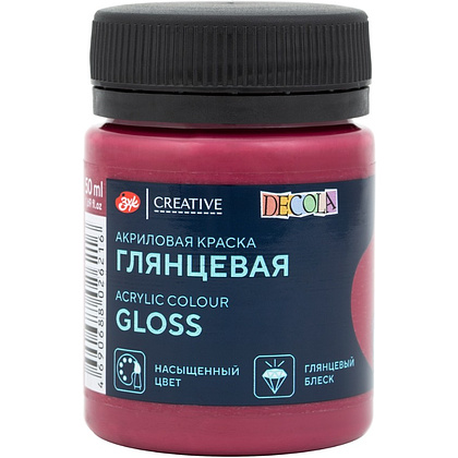 Краска акриловая глянцевая "Декола", 392 марсала, 50 мл., банка