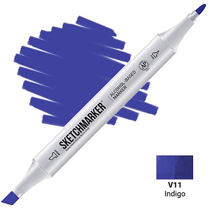 Маркер перманентный двусторонний "Sketchmarker", V11 индиго