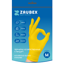 Перчатки латексные хозяйственные "Zaubex", желтый