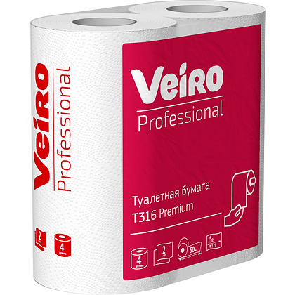 Бумага туалетная Veiro Professional Premium, в стандартных рулонах, 4 рулона, 50 м, 2 слоя - 2