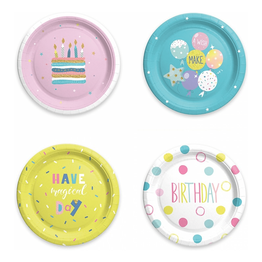 Тарелка бумажная "ДР12", 23 см, 6 шт, ассорти