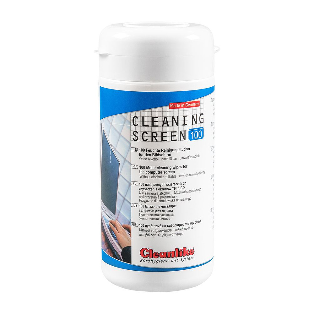 Салфетки чистящие для техники и экранов "Cleanlike" в тубе, 100 шт, безалкогольные