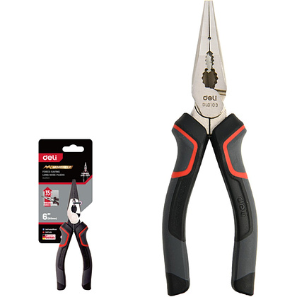 Длинногубцы Deli RS EDL0103, 160 мм, черный, красный - 2