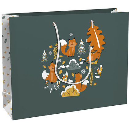 Пакет бумажный подарочный "Fox", 37.3x11.8x27.5 см, разноцветный