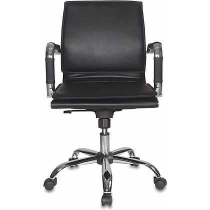 Кресло для руководителя "Бюрократ CH-993" низкая спинка, кожзам, хром, черный - 2