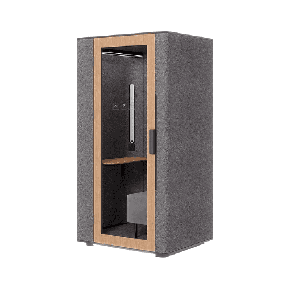 Акустическая кабина одноместная Capsula UNO NEW, глухая стенка, светлый войлок