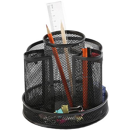 Подставка для канцелярских мелочей "Круглая", 165x165x160 мм, черный - 4