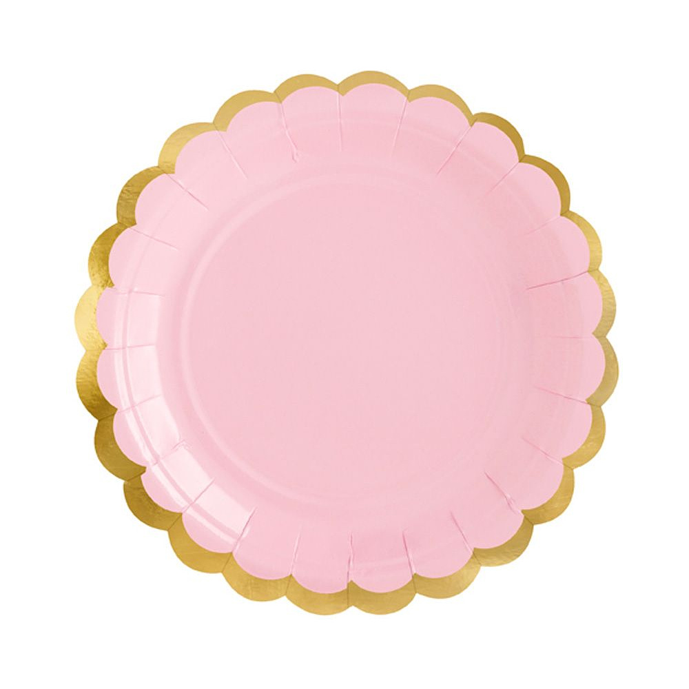 Тарелка бумажная, 18 см, 6 шт, светло-розовый