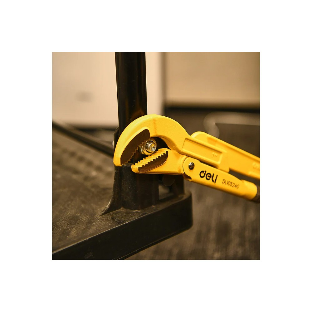 Ключ трубный Deli YS EDL105240 1", тип S, раскрытие губок 40 мм, желтый - 9
