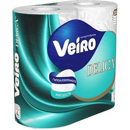 Бумага туалетная Veiro Delicate, 4 рулона, 3 слоя, белый - 3