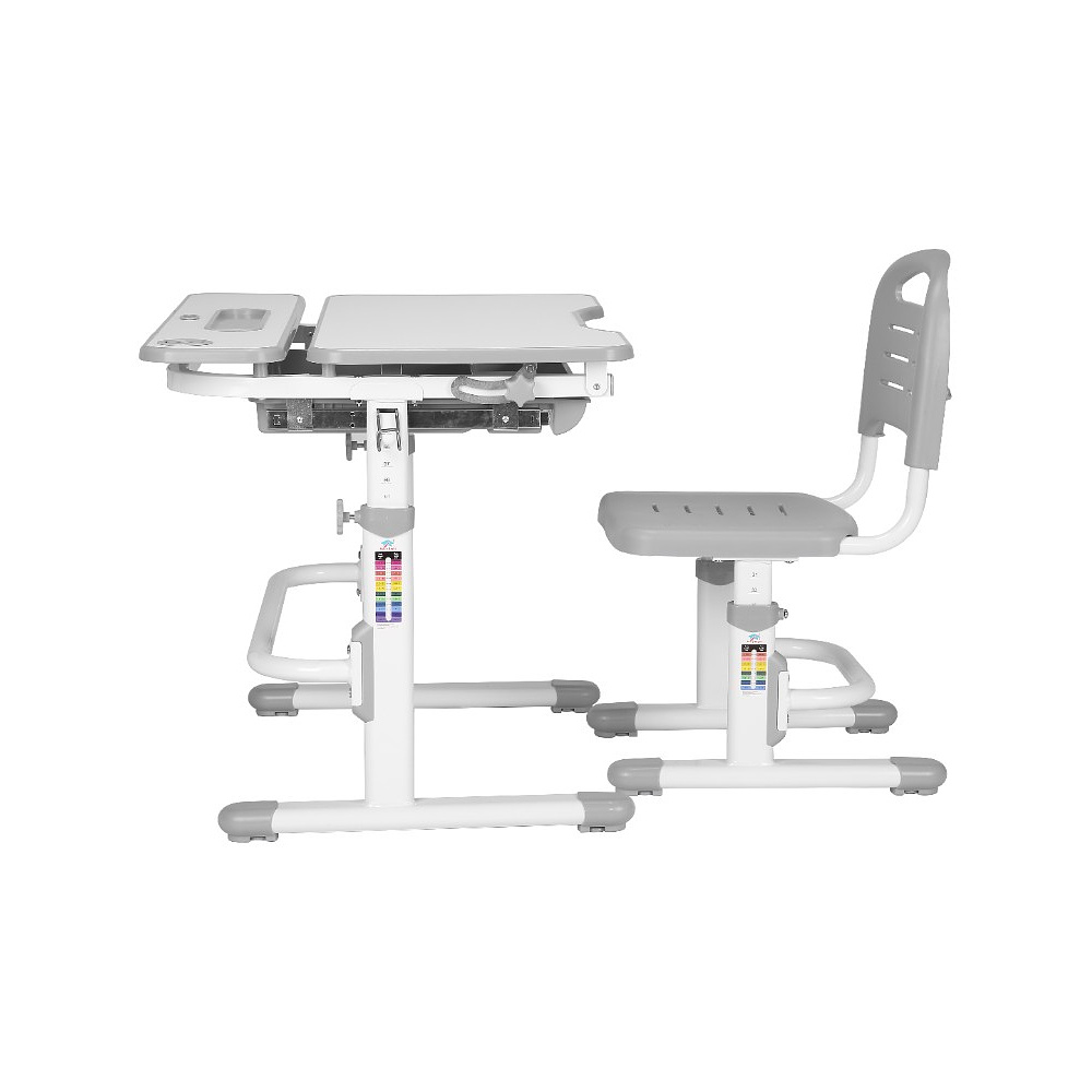 Комплект растущей мебели Fundesk "Cubby Botero": парта, стул, подставка для книг, LED-лампа, серый - 4