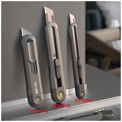 Нож строительный Deli HS EHT4009, 9 мм, Soft Touch, черный - 2