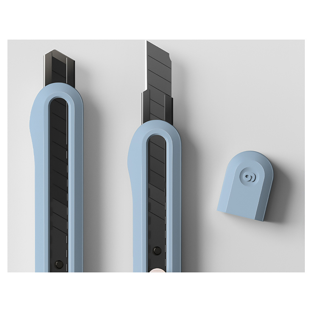 Нож для бумаги "Deli Nusign" усиленный, 0.9 см, синий - 2