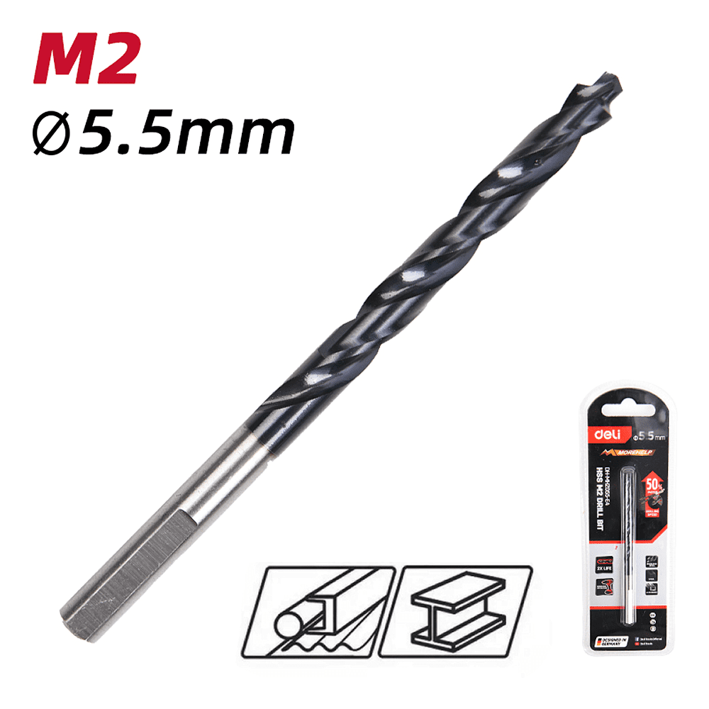 Сверло по металлу Deli RS EDH-MHZ055-E4, 5.5 мм, DIN 338, HSS-TiN - 2