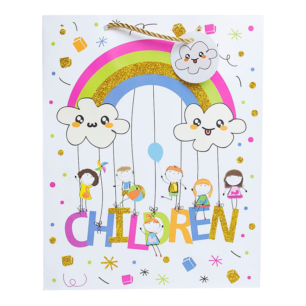 Пакет бумажный подарочный "Детство", 26.4x32.4x13.7 см, ассорти