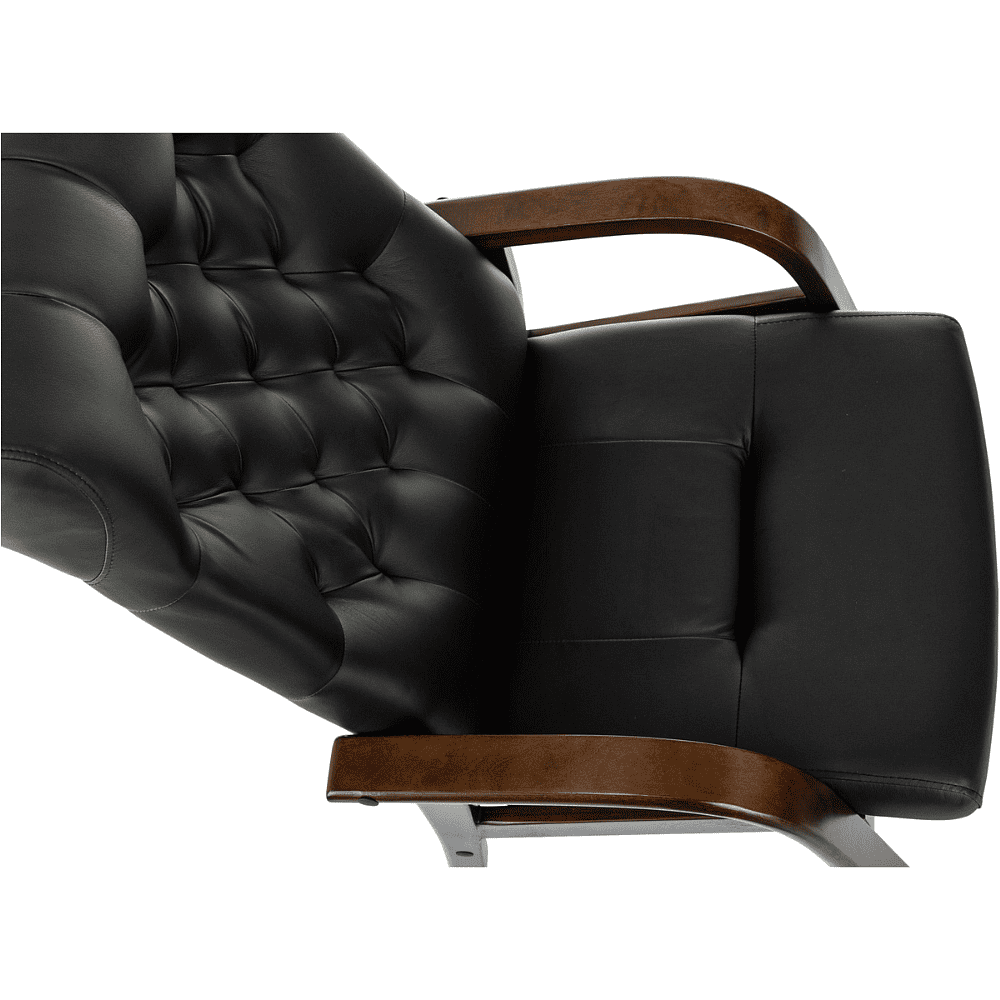 Кресло Бюрократ T-9928WALNUT-CF, натуральная кожа, черный, каркас дерево - 6