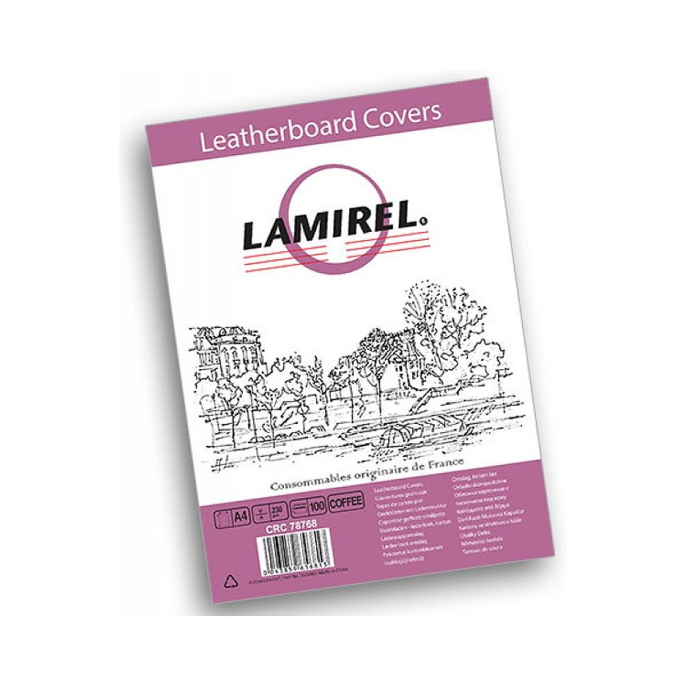 Обложка (перф.) картон под кожу белый 230г/м 100шт Lamirel Delta