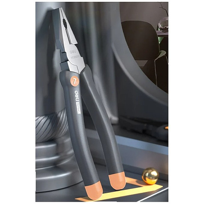 Длинногубцы Deli HS HT2007C, 180 мм, Soft Touch, оранжевый - 3